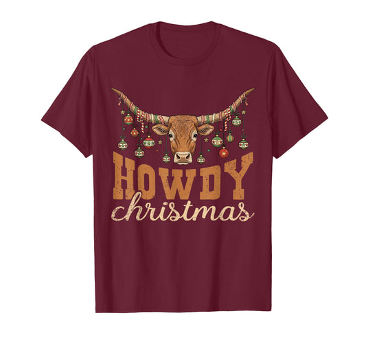 Bull Western Family Pajamas Cowboy Cowgirl Howdy Christmas T-Shirt