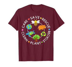 Save Rescue Recycle Clean Crayon Kids Earth Day Boys Girls T-Shirt