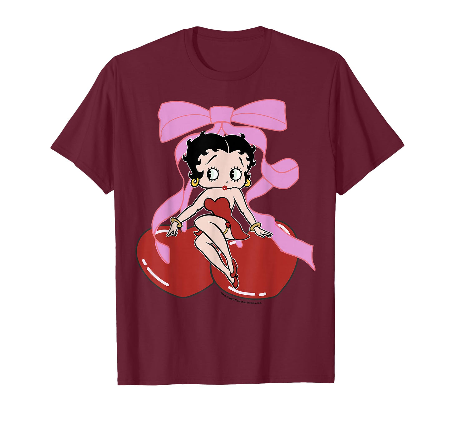 Betty Boop Betty Sitting with Cherries Bow T-Shirt