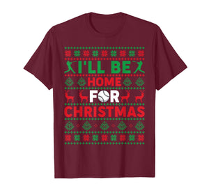 Funny Xmas PJs Women I'll Be Home for Christmas Baseball T-Shirt