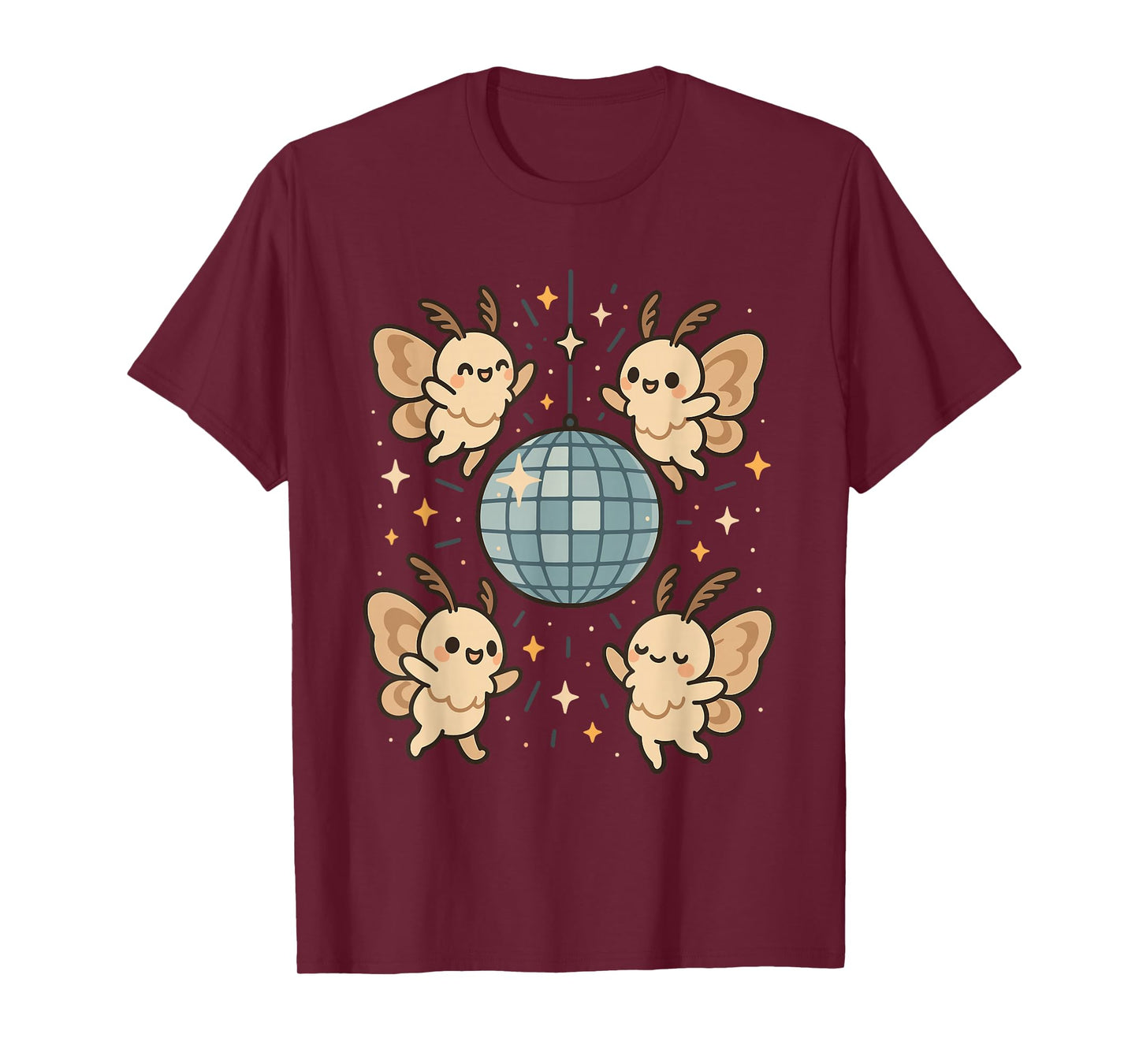 Disco Ball Funny Kawaii Moth Cute Insect Dancing Bug Party T-Shirt
