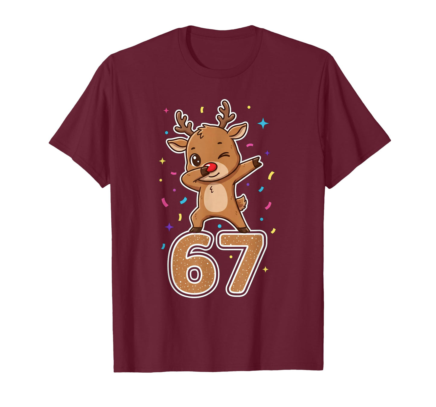 Dabbing 67 Reindeer 67 Funny Six Seven Meme Gen Z Slang T-Shirt