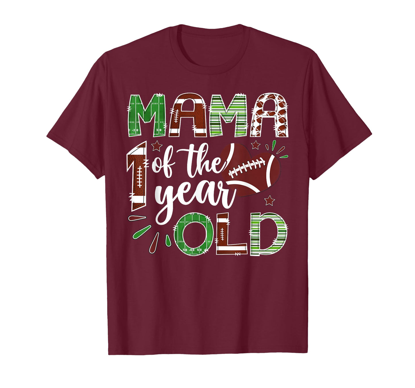 Mama of The 1 Year Old Football First Birthday Boy Matching T-Shirt