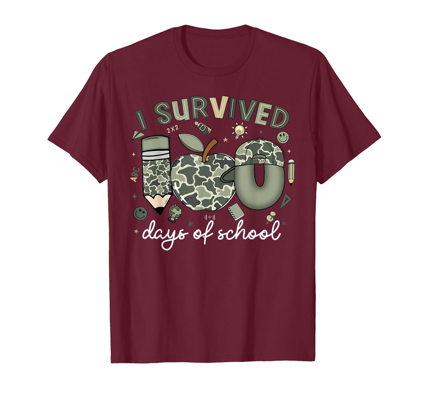 I Survived 100 Days of School Boys Camo 100th Day Teacher T-Shirt