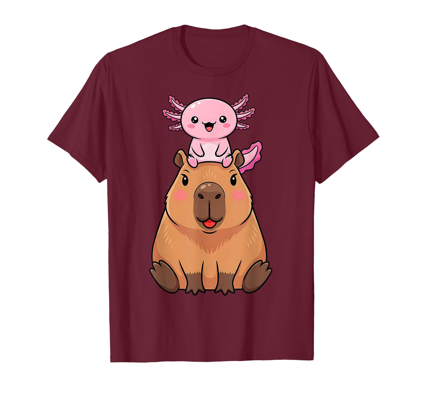 Funny Capybara Axolotl Kawaii Kids Boys Girls Animal Lover T-Shirt
