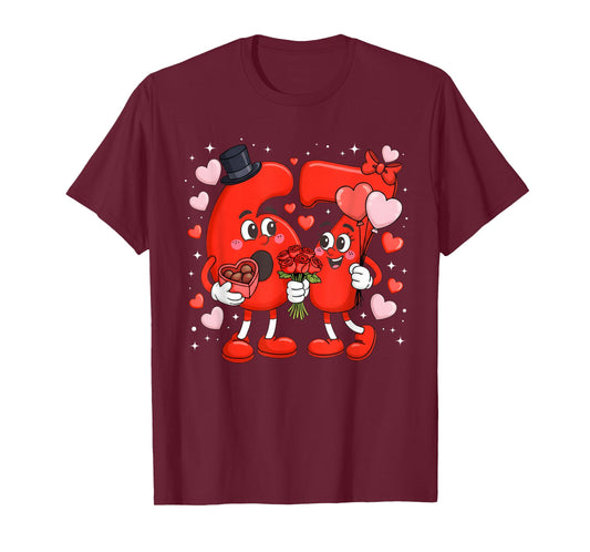 Valentine 67 Meme Funny Six Seven Love Hearts Flowers T-Shirt
