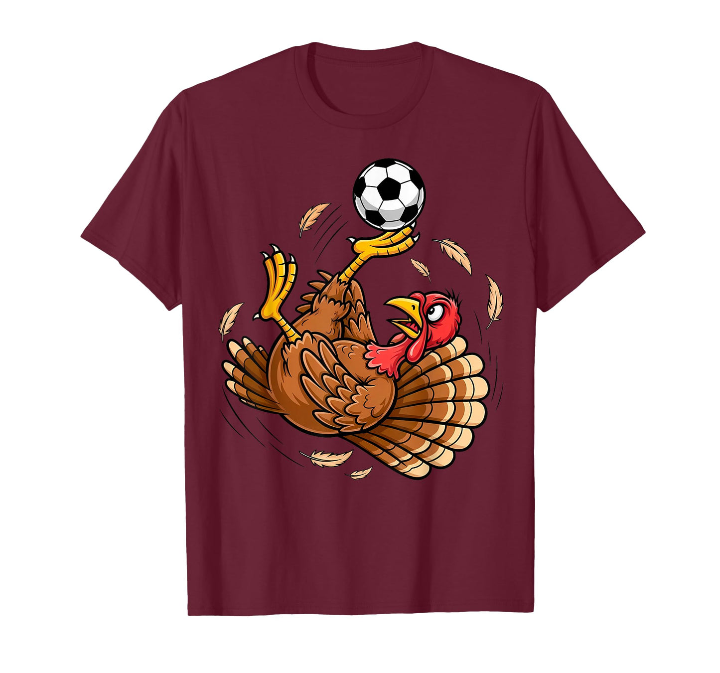 Funny Turkey Bicycle Kick Soccer Thanksgiving Boys Girls T-Shirt