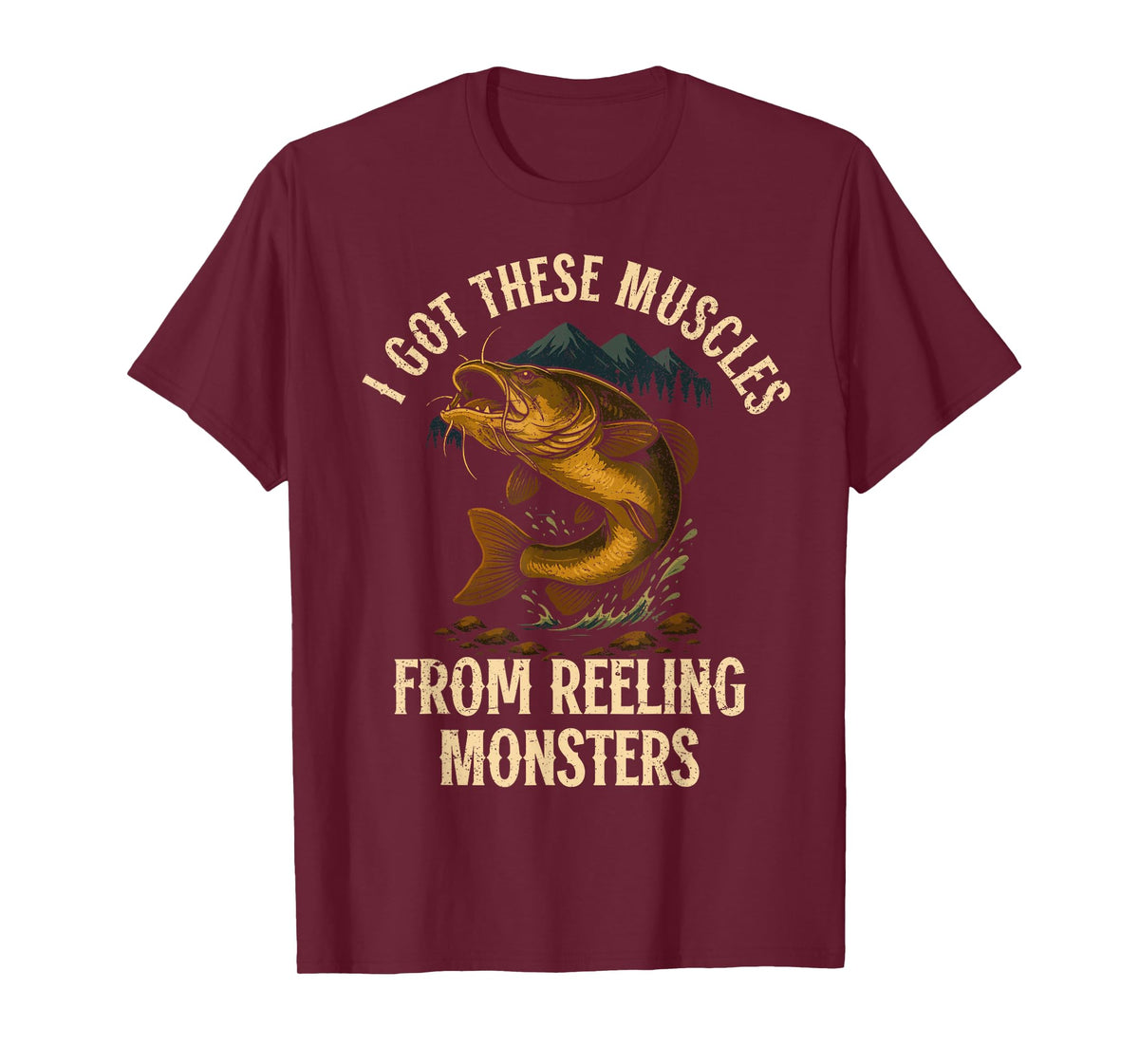 Trophy Flathead Reeling Monsters Funny Catfish cat Fishing T-Shirt