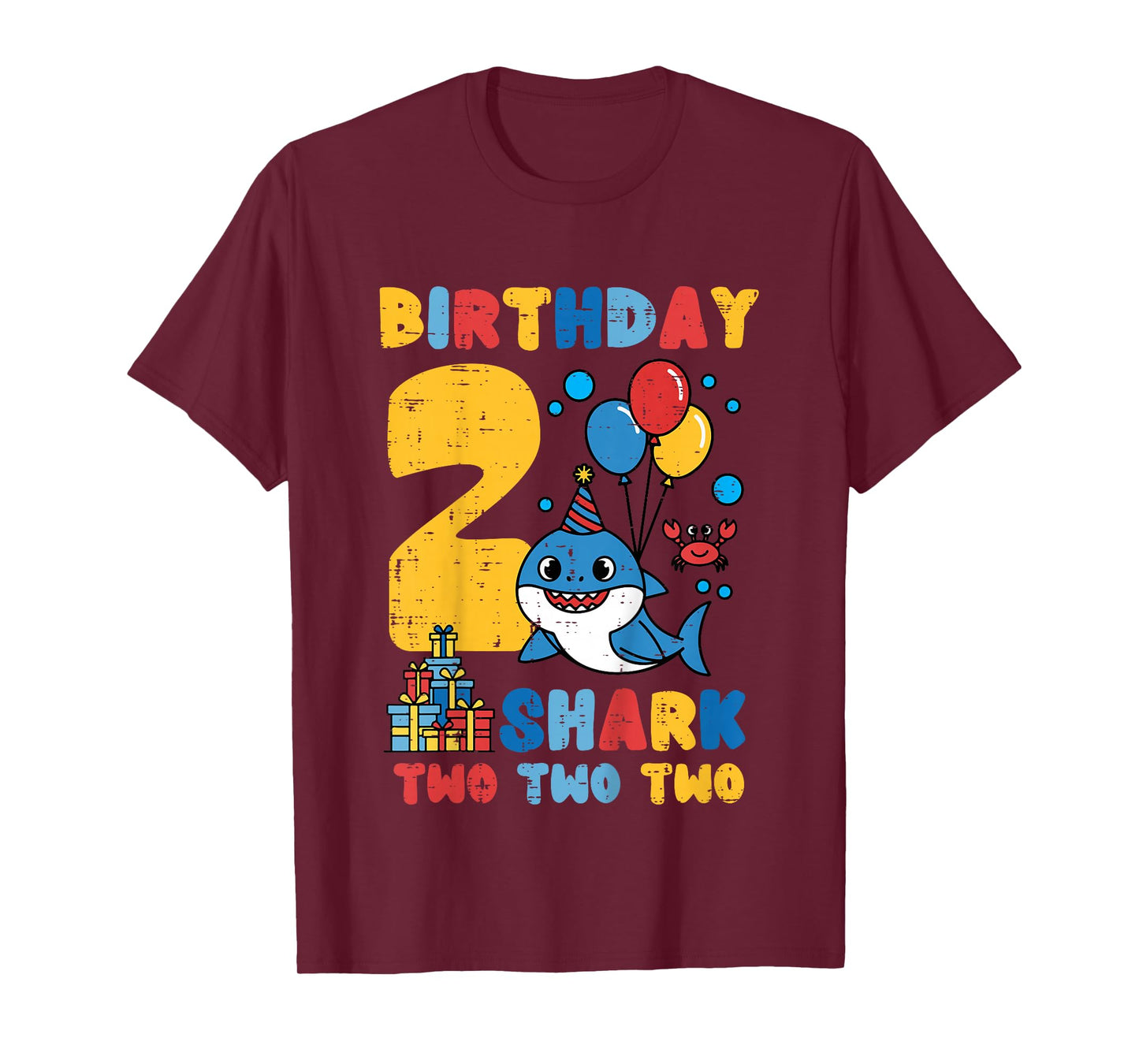 Kids Birthday 2 Shark Two Two Two 2nd Bday Boys Girls Kid Toddler T-Shirt