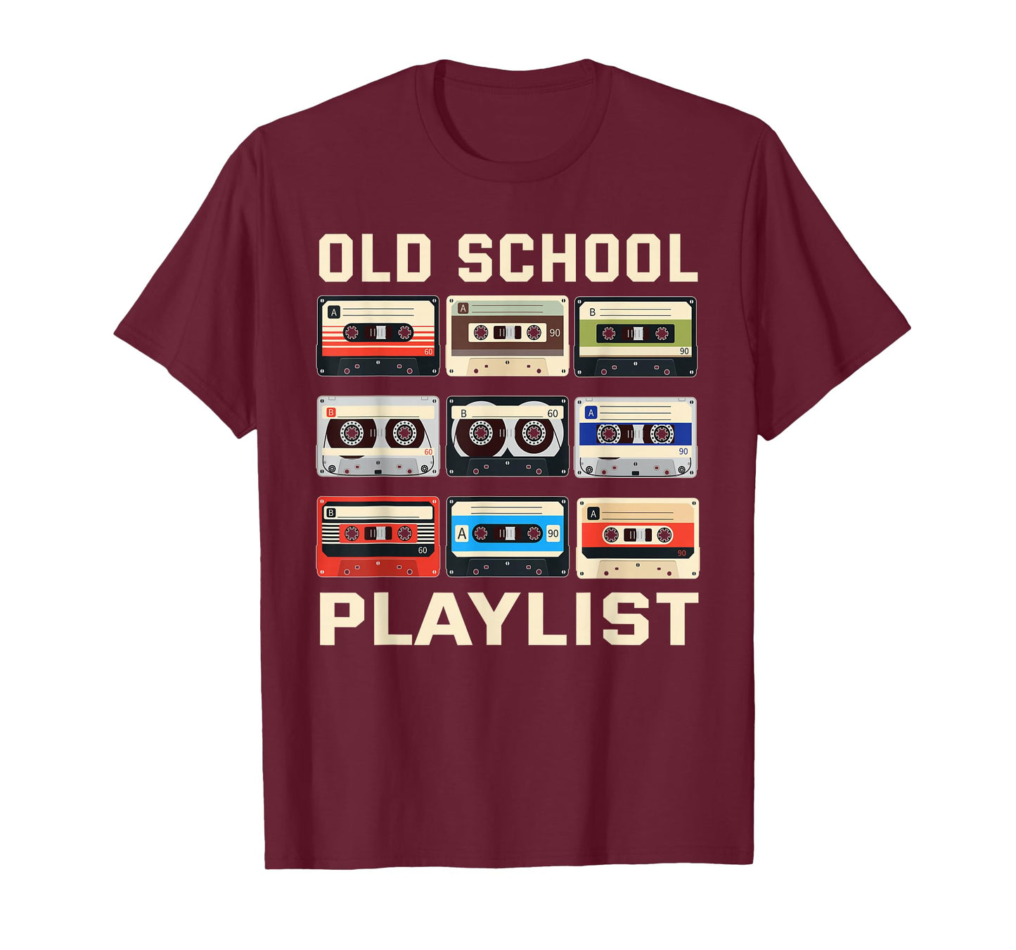 Old School Playlist Retro 80s 90s Cassette Tape Music T-Shirt