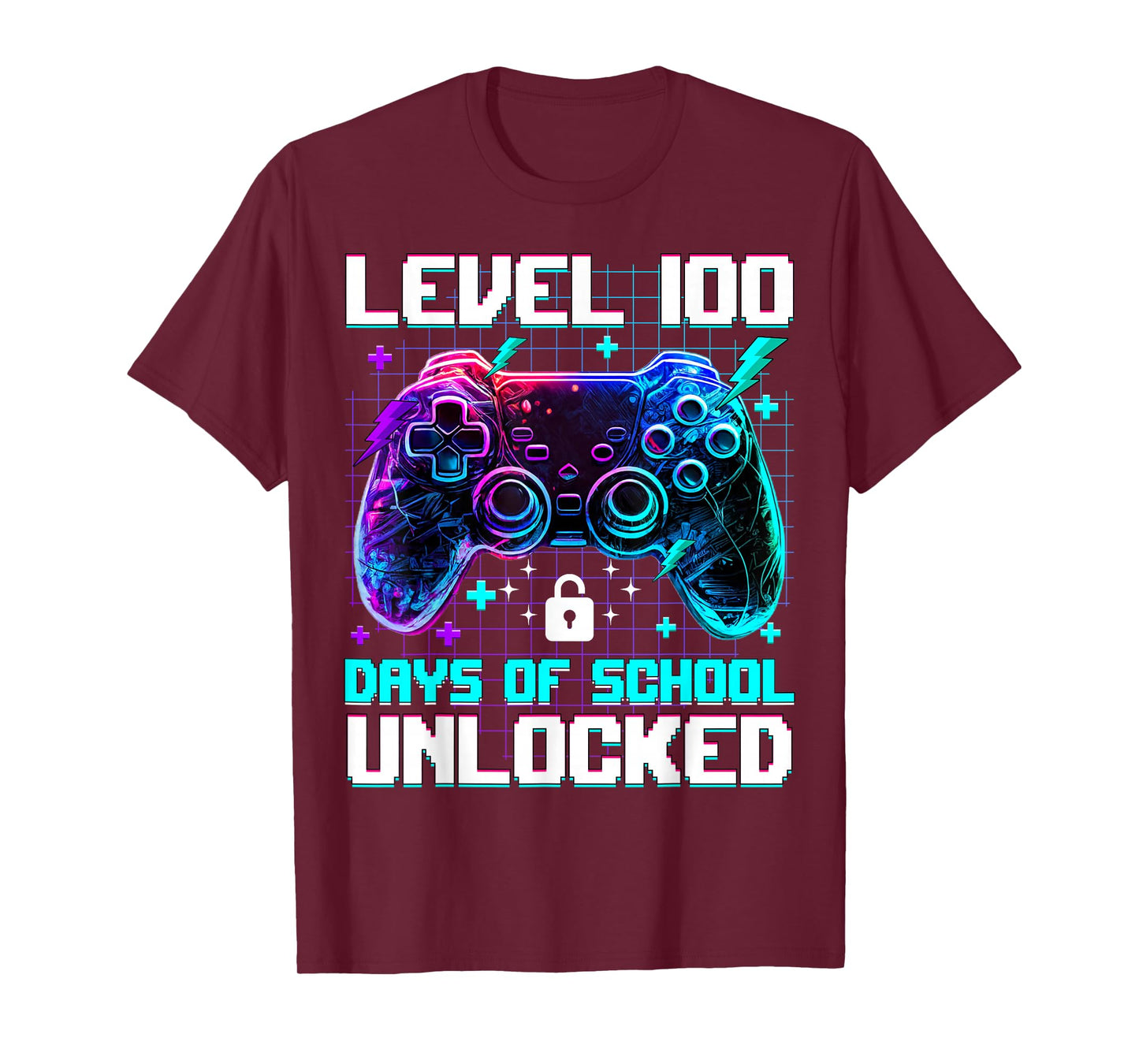 Level 100 Days of School Gaming Kids Boys 100th Day of Schoo T-Shirt