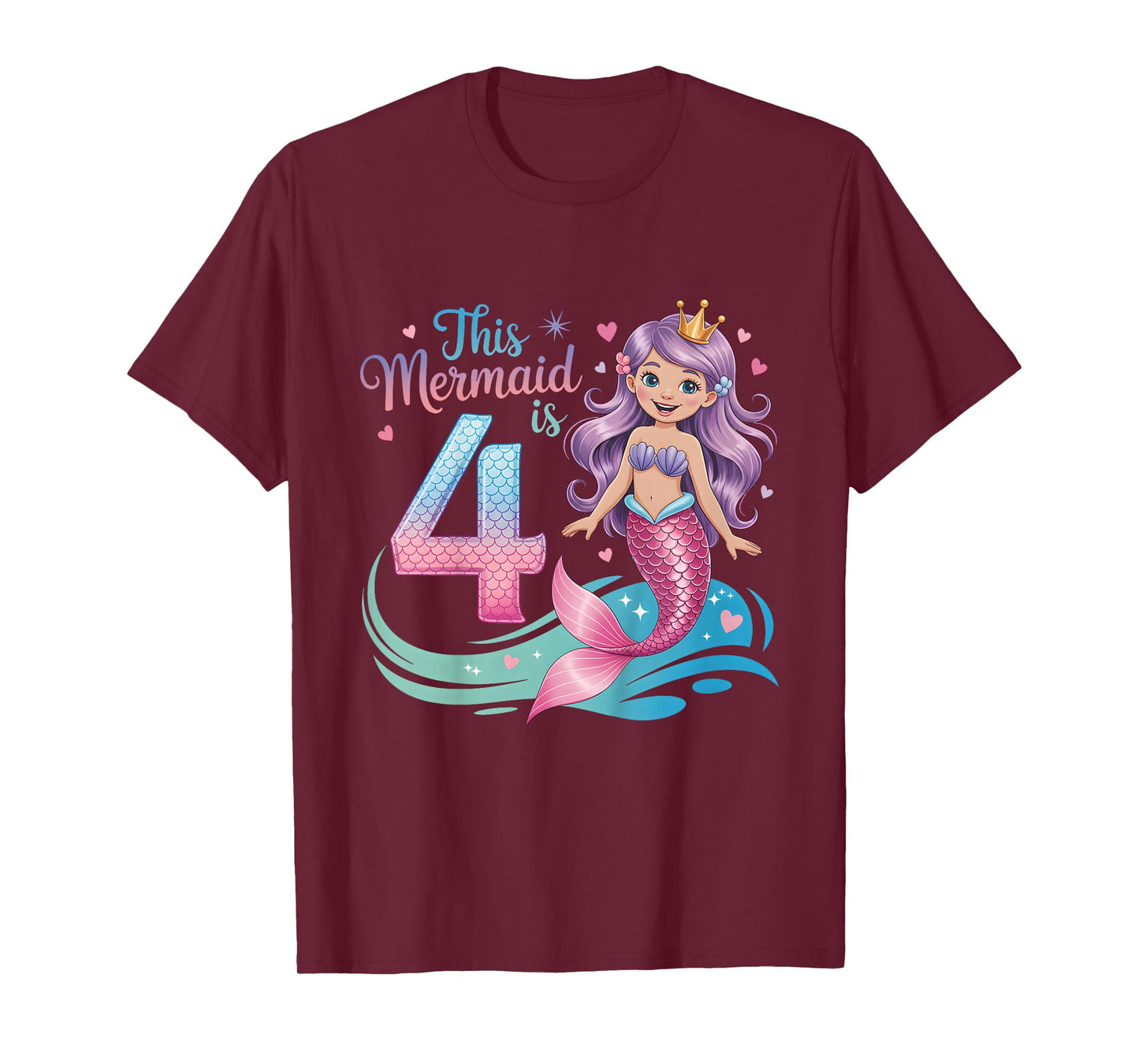 Kids Birthday This Mermaid is 4 Years 4th Birthday Mermaid T-Shirt
