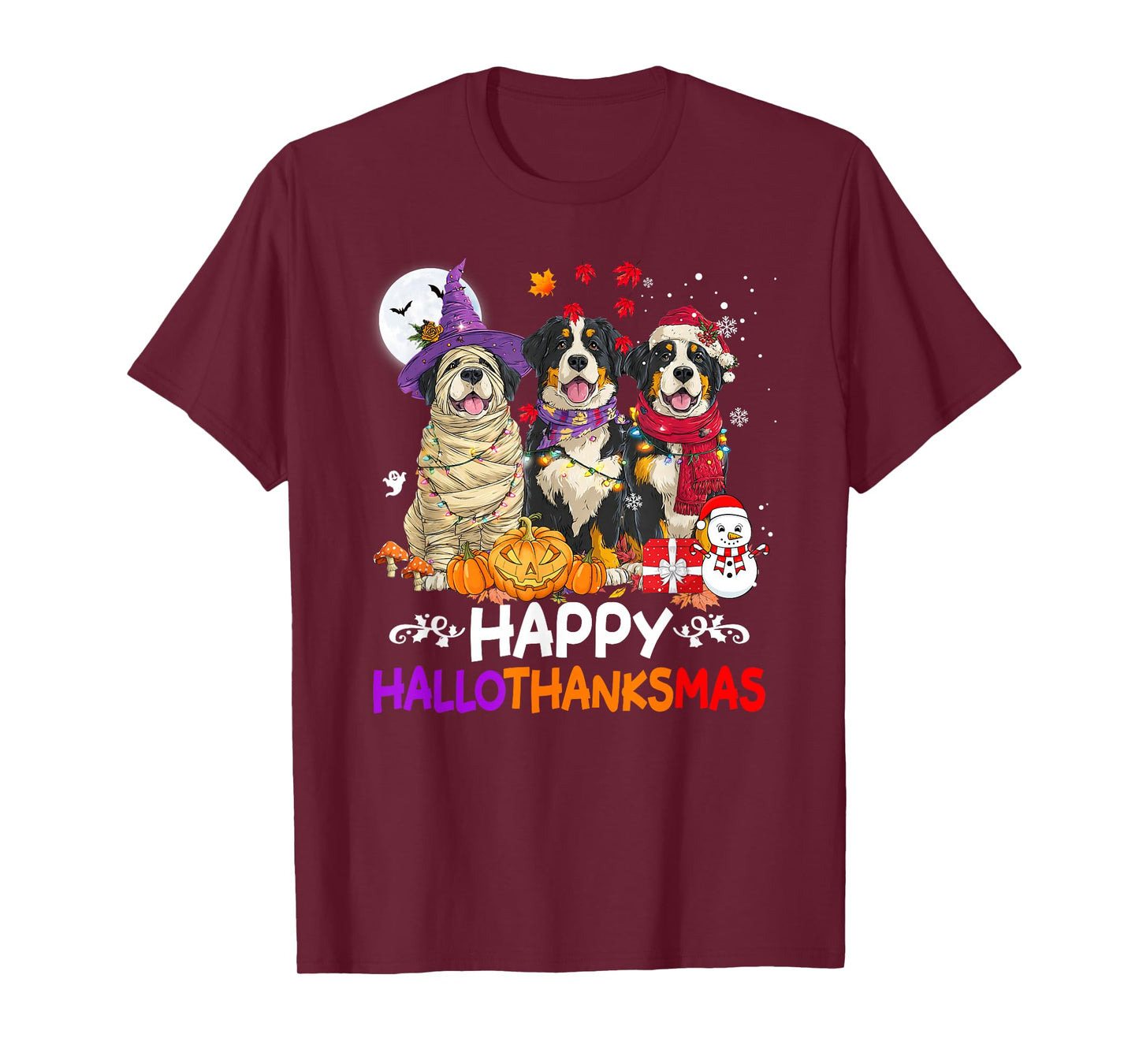 Bernese Mountain Dog Hallothanksmas Halloween Thanksgiving T-Shirt