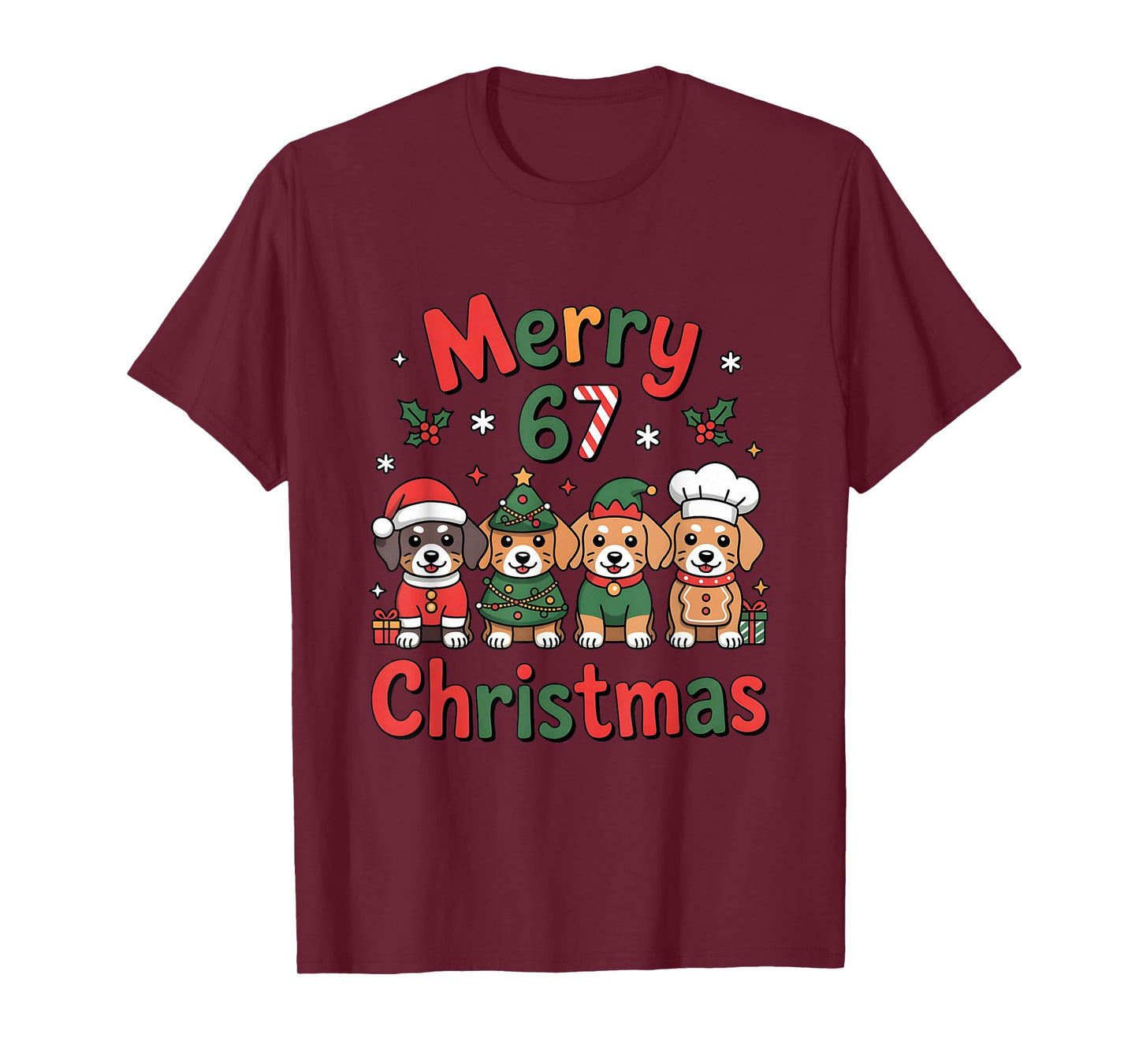 Cute Dachshund Christmas Design Funny Holiday Dog Art T-Shirt
