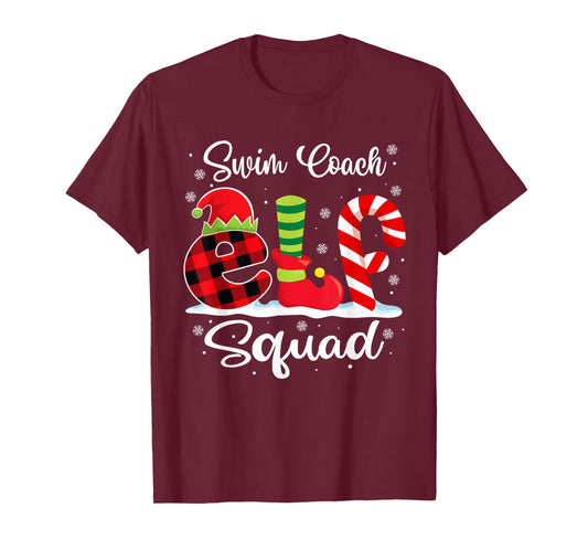 Swim Coach Elf Squad Christmas Matching X-mas T-Shirt