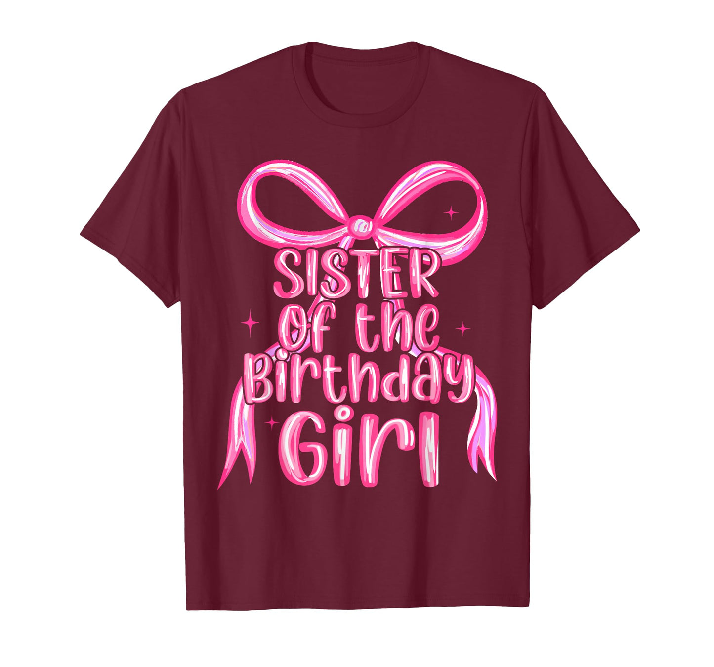 Sister of The Birthday Pink Girl Bow Matching Family Party T-Shirt