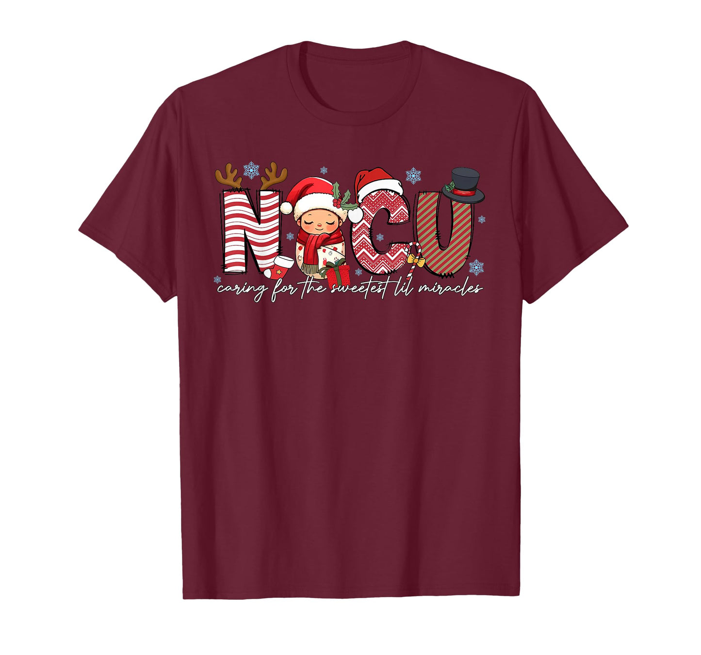 NICU Caring for Sweetest Lil Miracles Christmas Nurse Gift T-Shirt