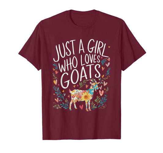 Cute Just A Girl Who Loves Goats Men Women Girls T-Shirt