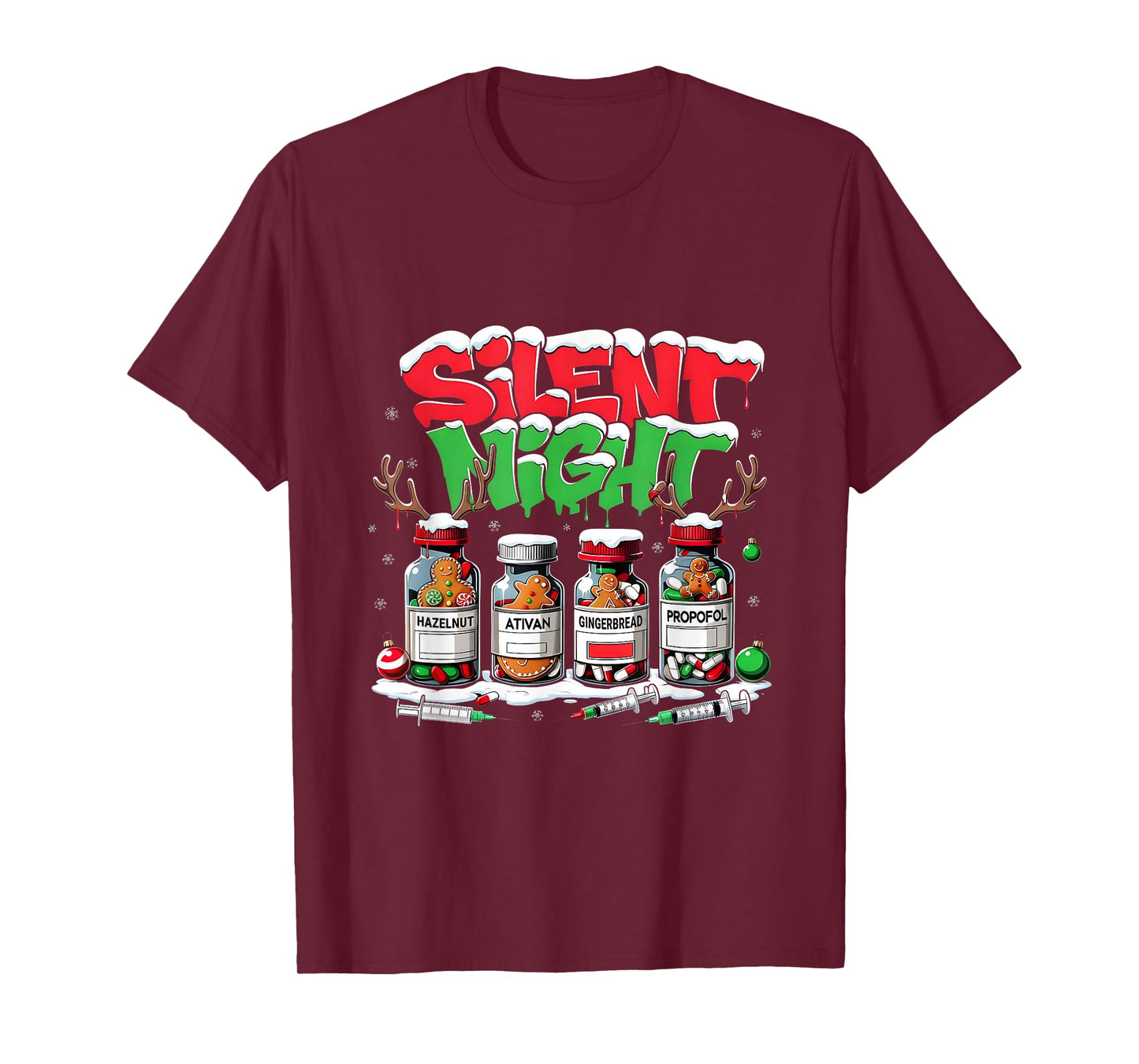 Silent Night Funny RN ER Nurse Christmas Medical Squad T-Shirt