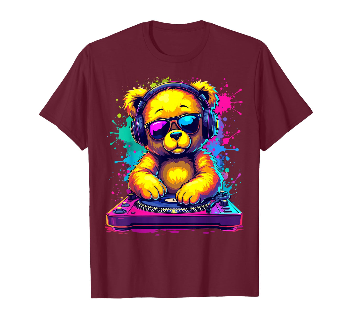 Funny Colorful DJ Teddy Bear T-Shirt