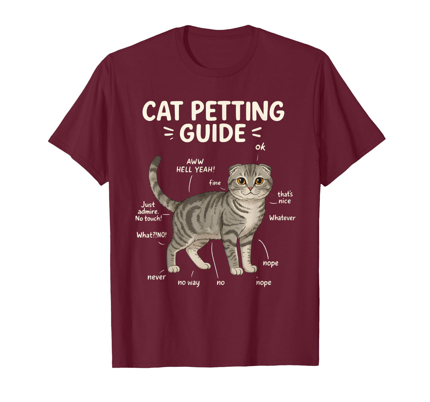 Scottish Fold Cat Petting Guide Funny Cat Lover T-Shirt