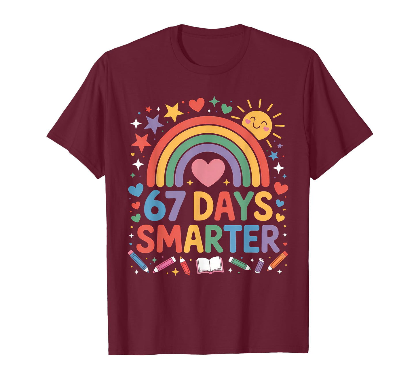 67th Day of School Meme 67 Days Smarter Rainbow Kids T-Shirt