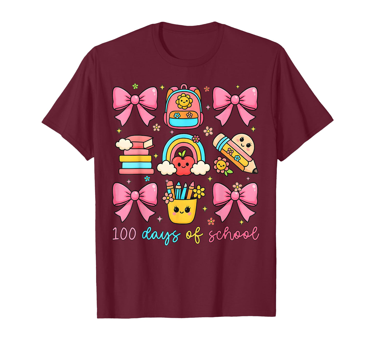 Coquette Bow 100th Day of School 100 Days Teacher Girls T-Shirt