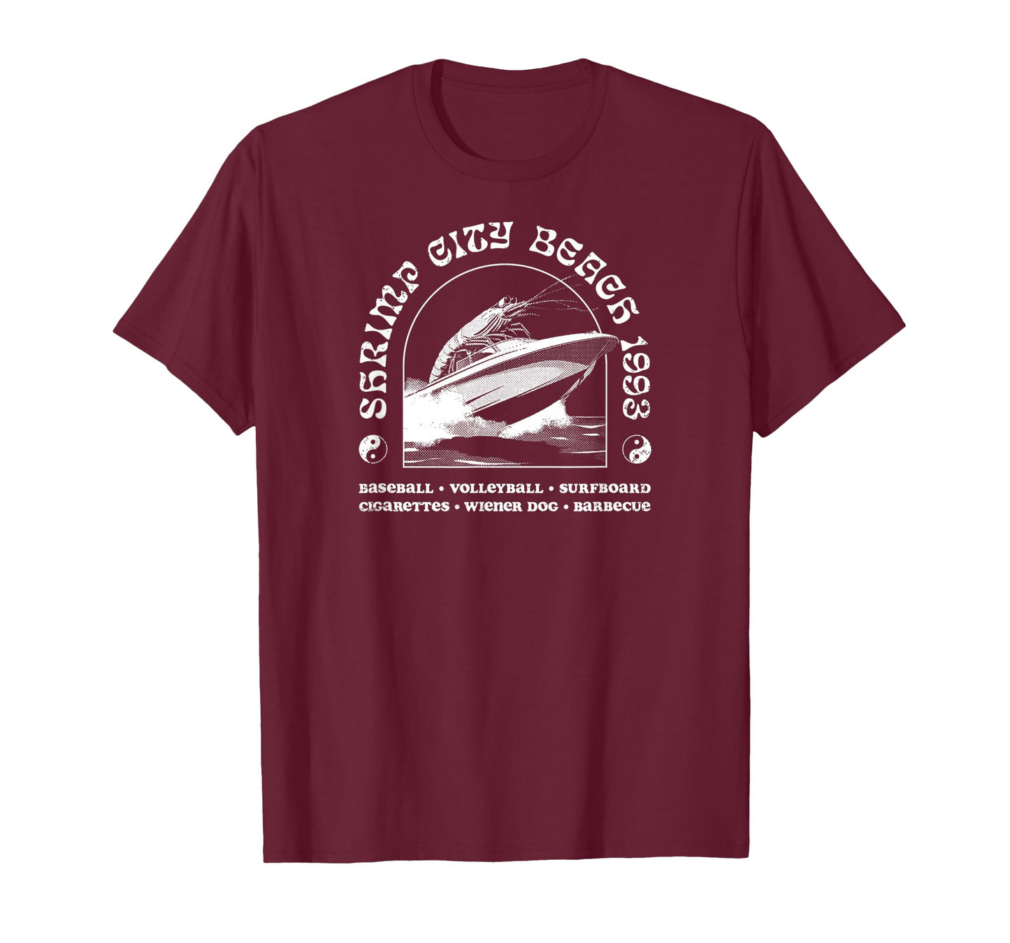 Vintage Shrimp City Beach 1993 Music Rock Shrimp Surfing T-Shirt