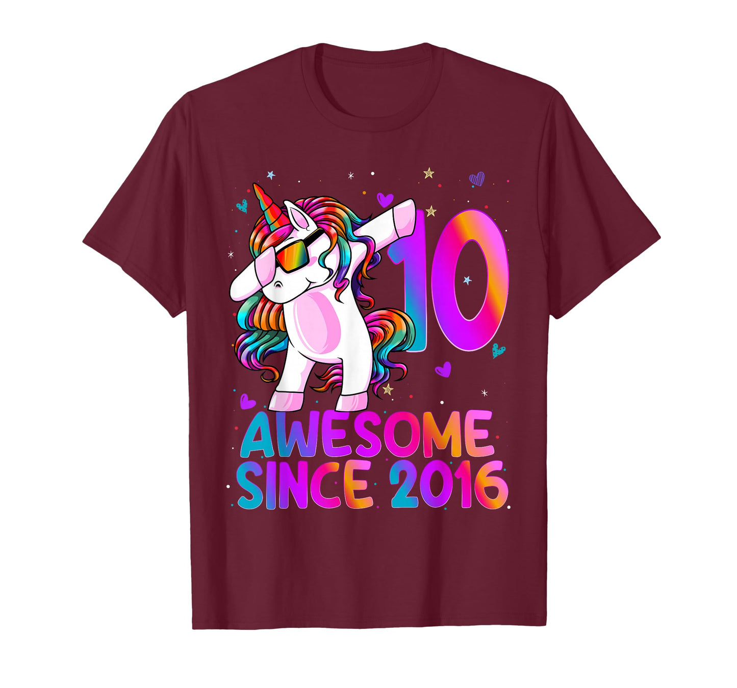 10 Year Old Girl Awesome Since 2016 10th Birthday Girls T-Shirt