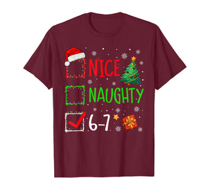 Christmas Nice Naughty 67 Brainrot Funny 6-7 Meme Slang T-Shirt