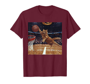 Cat Dunking Basketball Funny Meme Animal Lover Joke T-Shirt