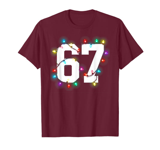 67 Christmas Lights Shirt Six Seven School Number Holiday T-Shirt