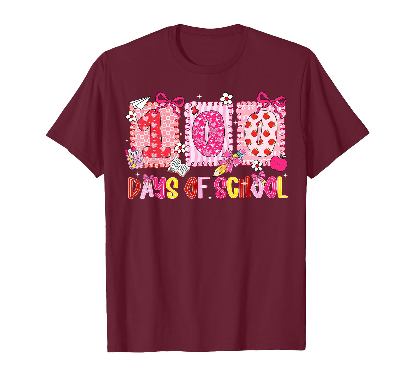 Preppy 100 Days of School 100th Day Coquette Bow Teacher Kid T-Shirt