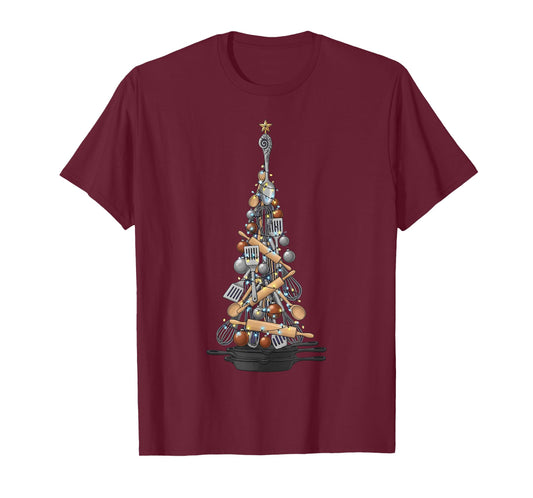 Chef Christmas Tree Xmas Cook Baking Funny Cooking Baker T-Shirt