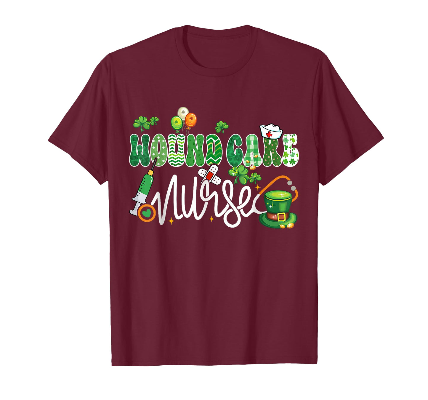 Wound Care Nurse Stethoscope Lucky Shamrock St Patricks Day T-Shirt