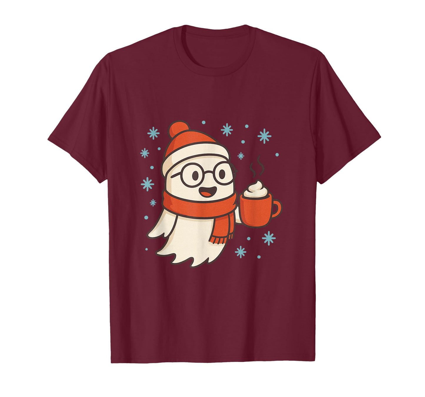 Cute Christmas Ghost Hot Chocolate Festive Winter Holiday T-Shirt