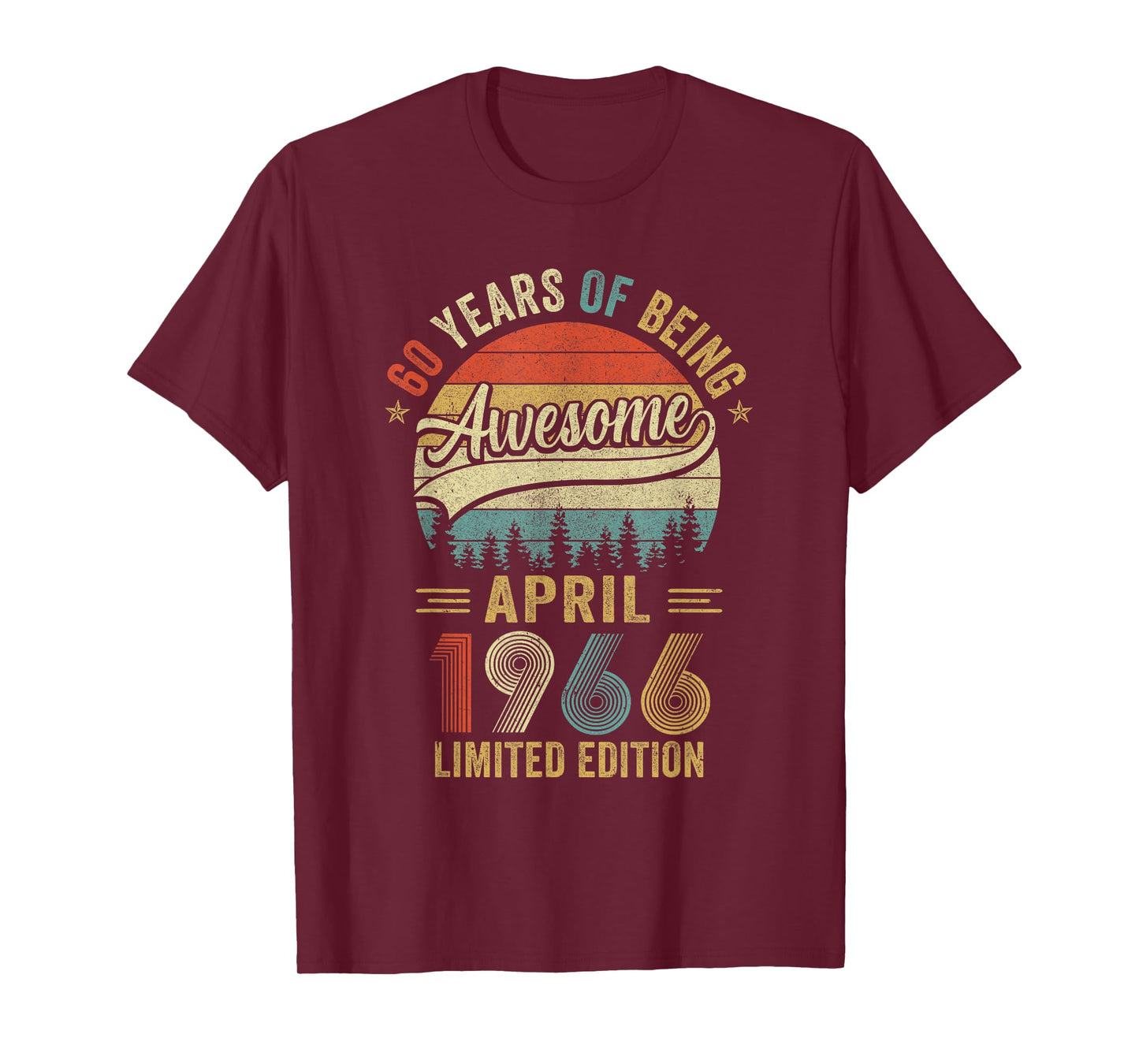 Vintage April 1966 60 Years Old 60Th Birthday Men Women T-Shirt