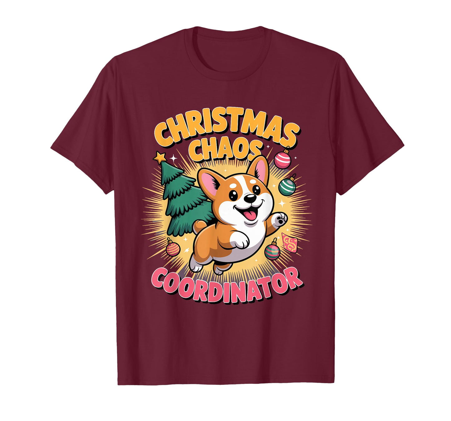 Christmas Chaos Coordinator Xmas Puppy Funny Corgidor T-Shirt