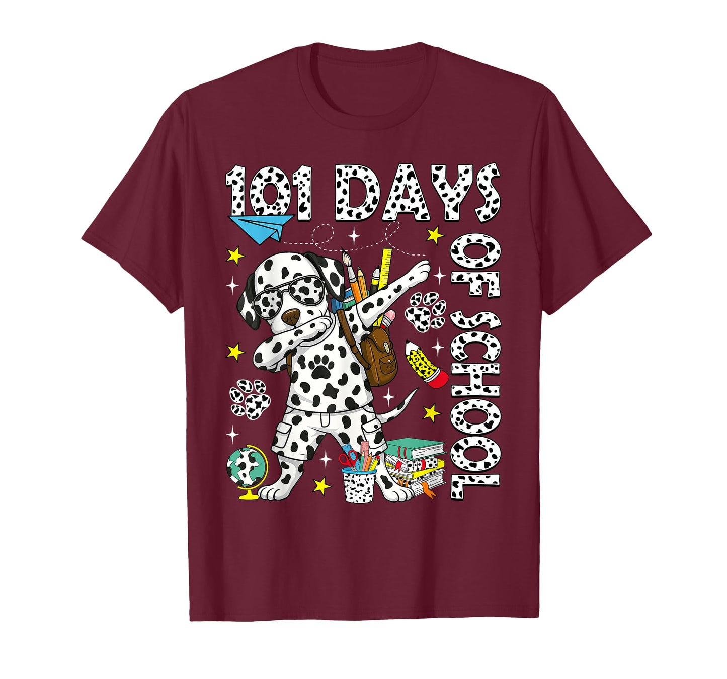 100 Days of School Dabbing Dalmatian Dog Teachers Boys Kids T-Shirt