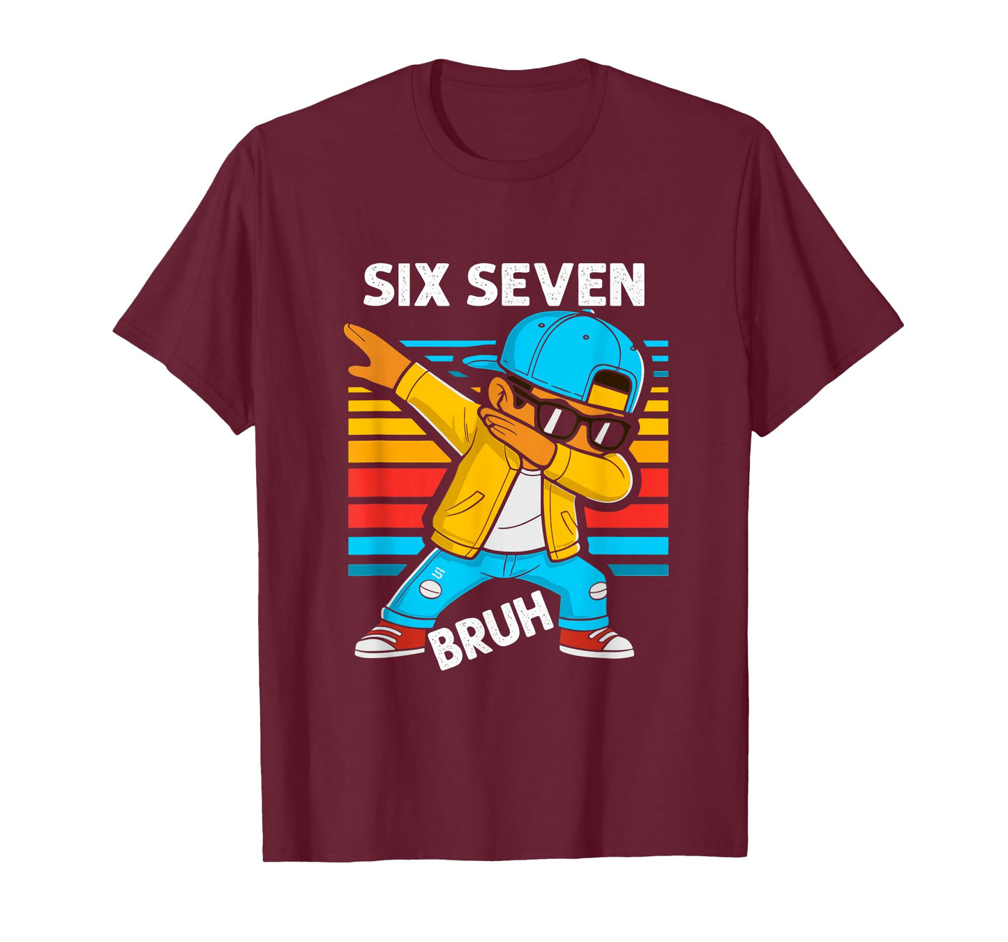Dabbing Six Seven Bruh 67 Meme 6 7 Numbers Funny Boys Kids T-Shirt