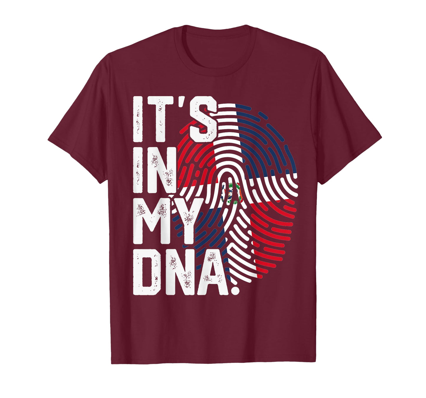 Dominican Republic Roots Flag Fingerprint Graphic Patriotic T-Shirt