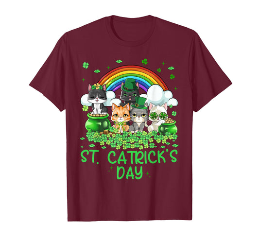 Catricks Day Cats Shamrock Saint Pattys Women Kids Men T-Shirt