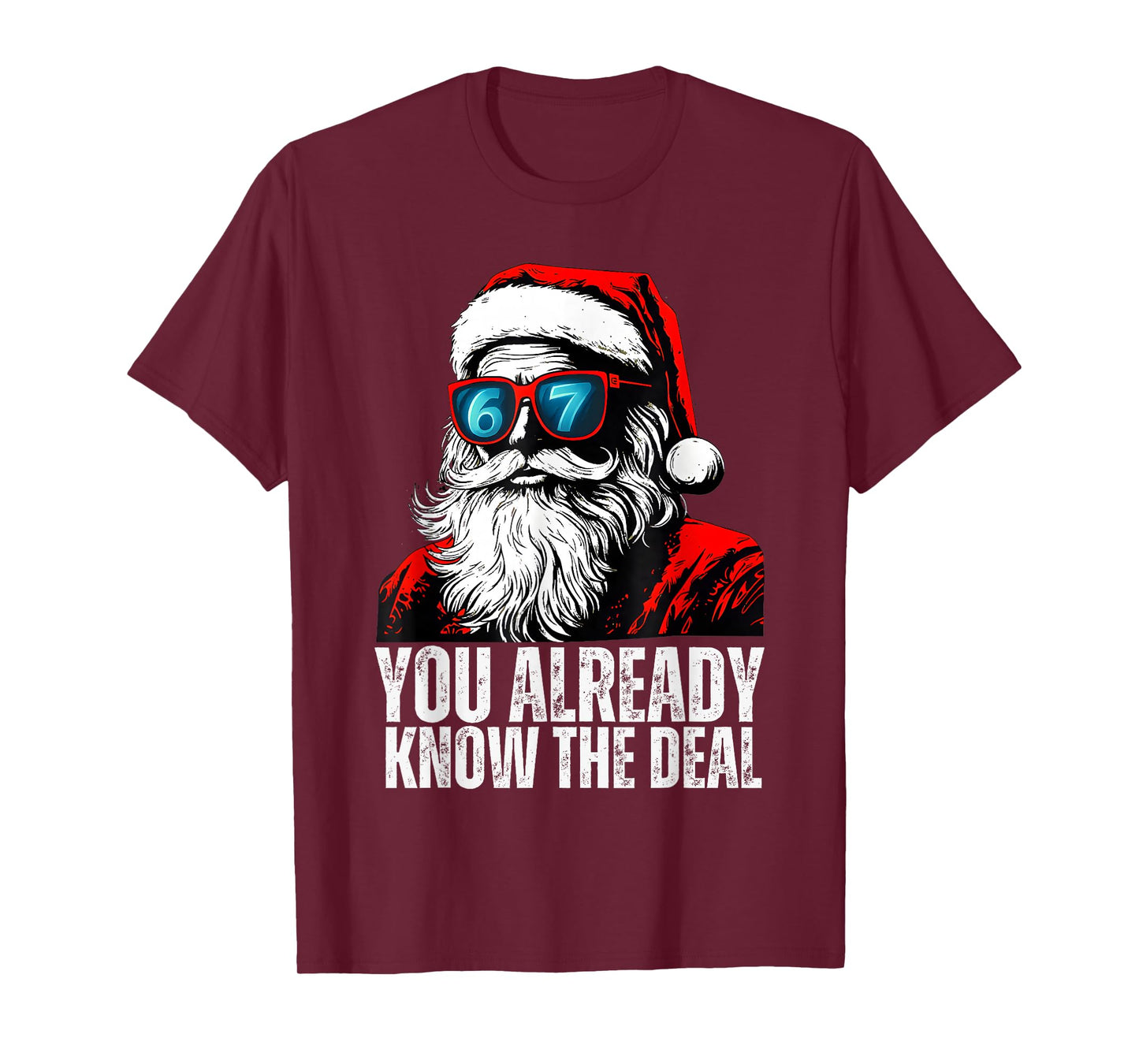 6 7 Santa face Six Seven Meme Funny 67 Christmas for Kids T-Shirt
