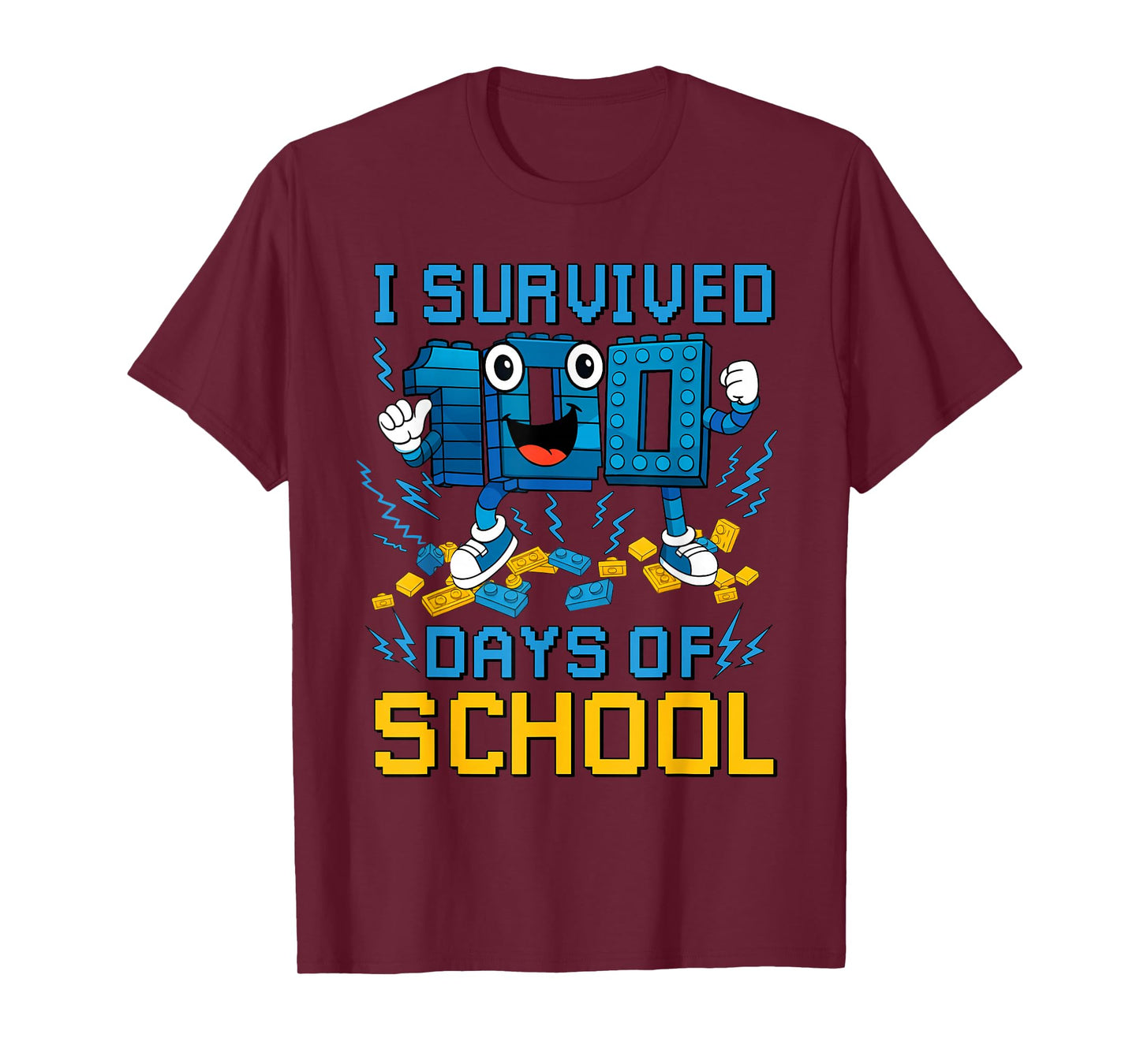 I Survived 100 Days of School Funny Brain Rot Boys Girls T-Shirt
