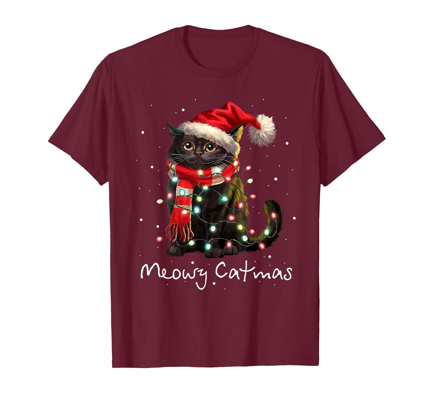 Meowy Catmas Cat Christmas Tree Xmas Girls Boys Funny Cat T-Shirt