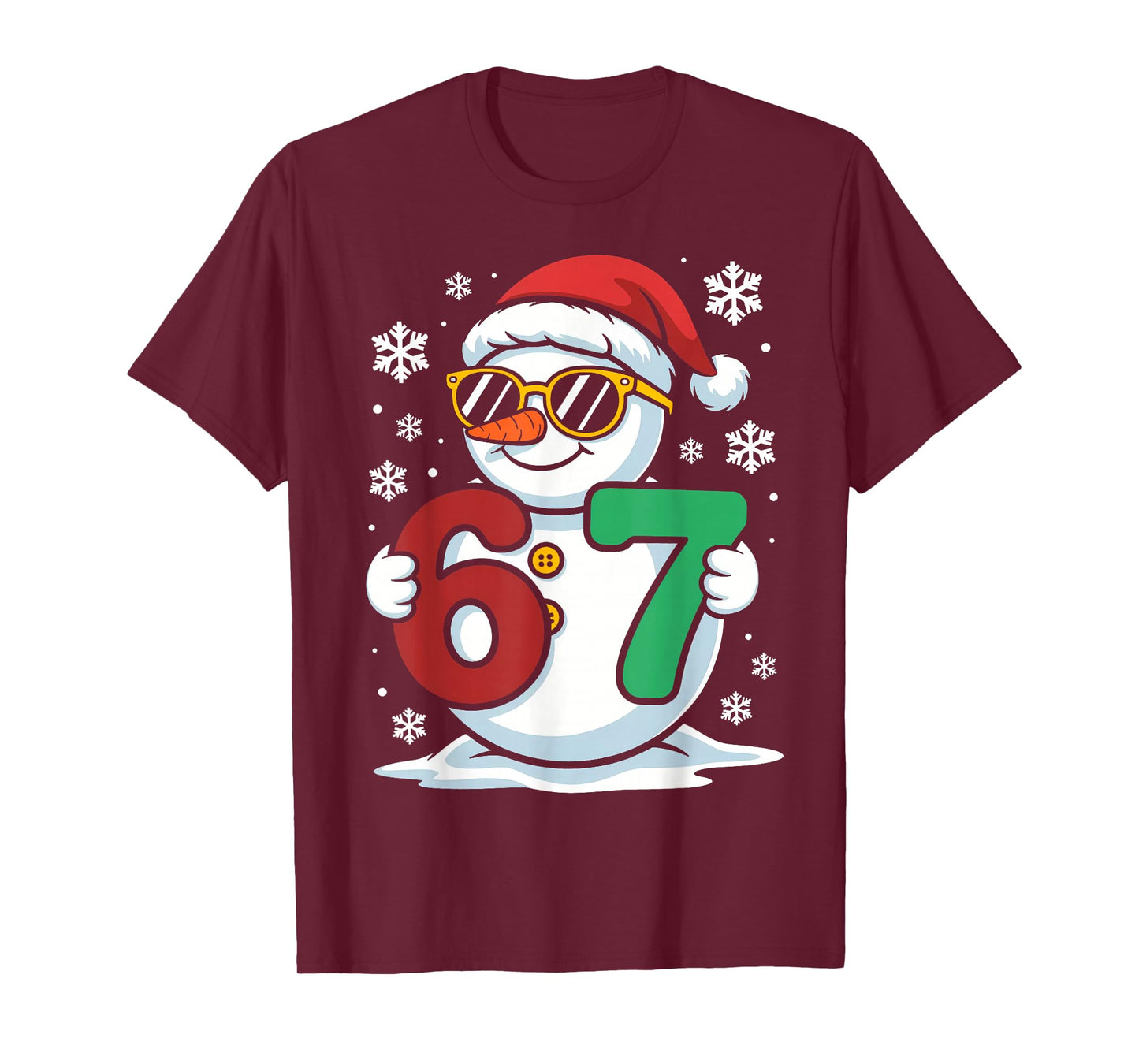 6 7 Meme Cool Snowman with Sunglasses Christmas T-Shirt