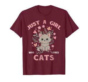 Just A Girl Who Loves Cats Cute Cat Lover Girls Kids T-Shirt