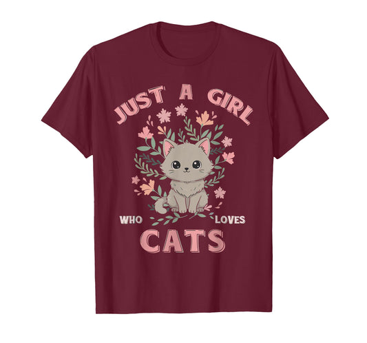 Just A Girl Who Loves Cats Cute Cat Lover Girls Kids T-Shirt