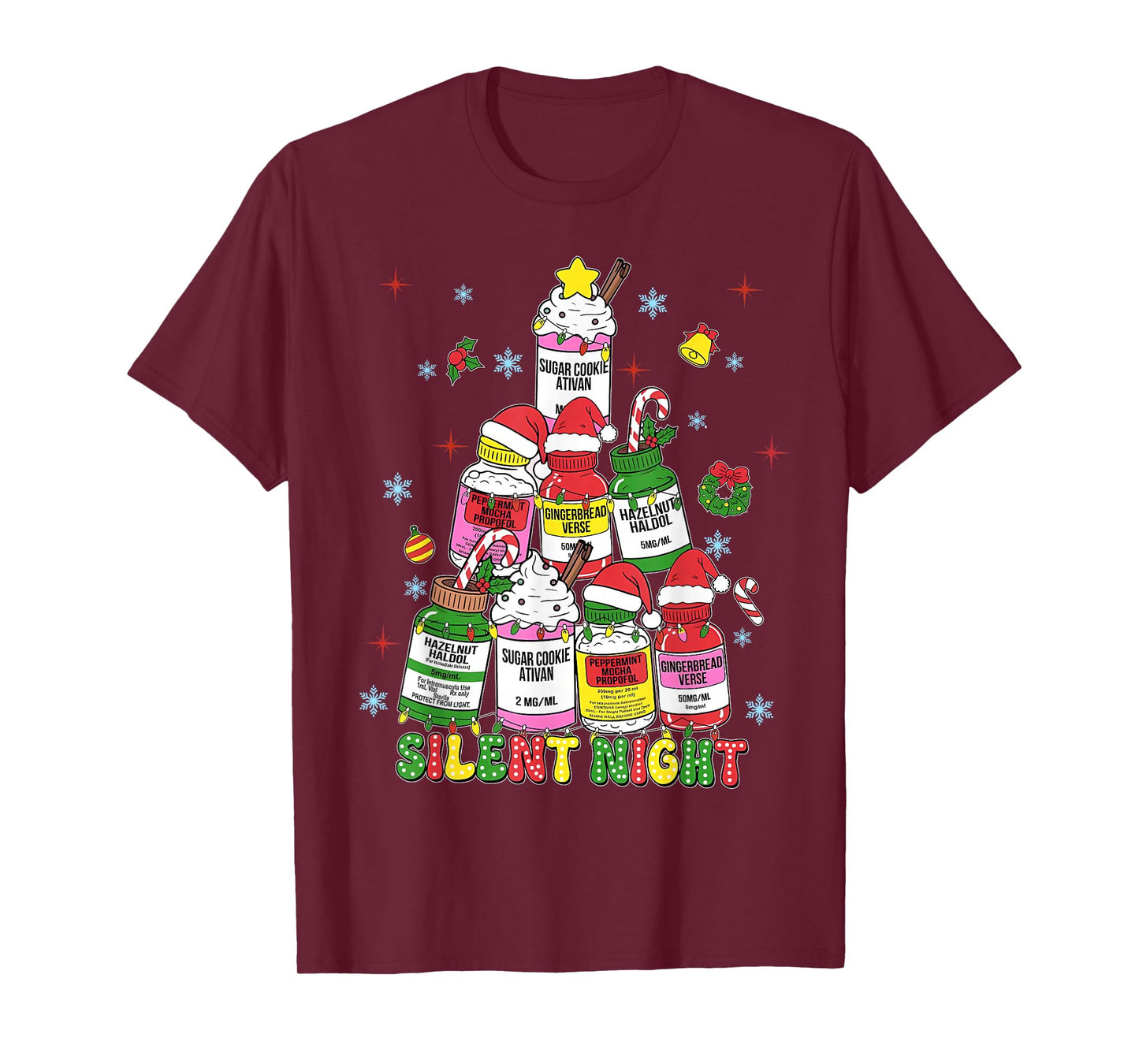 Silent Night ICU Nurse Christmas Funny Merry Christmas T-Shirt