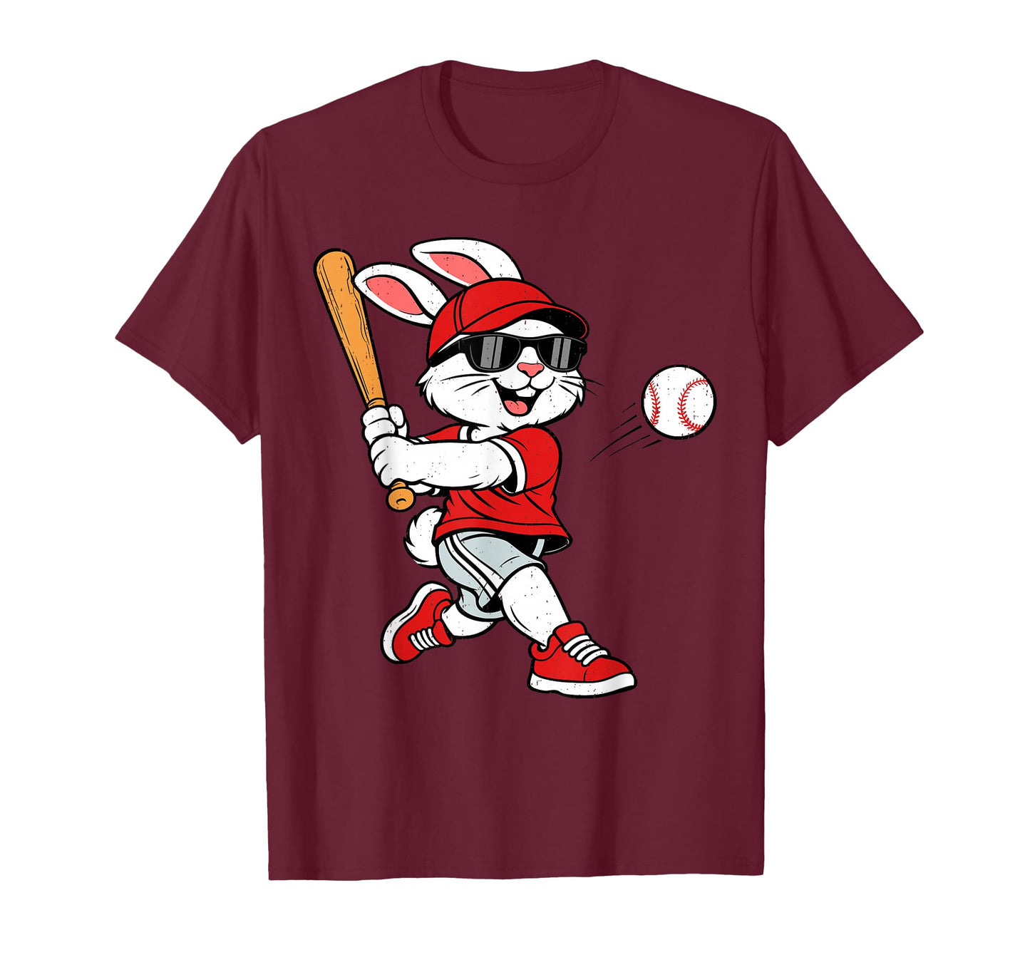 Bunny Playing Baseball Easter Sports Men Boys Kids T-Shirt
